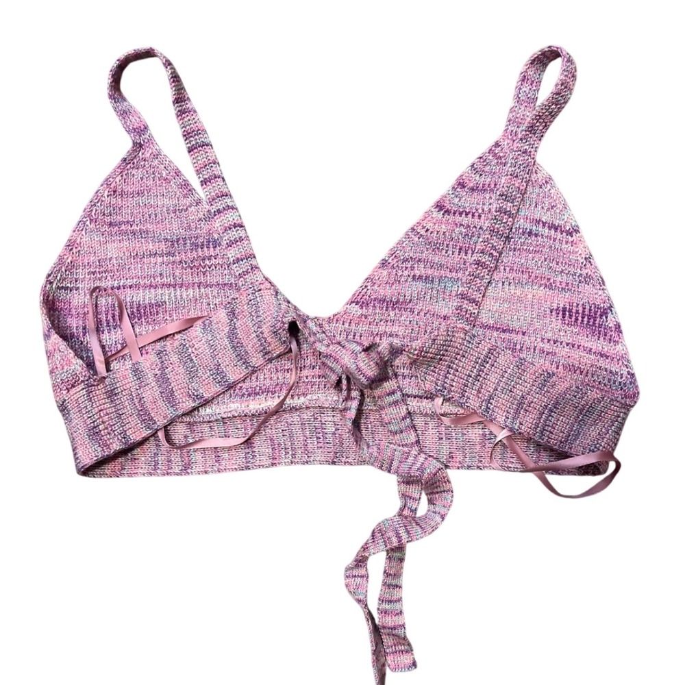 Wild Fable Space Dye Knit Bralette Top Pink‎ Purple XL Boho Festival Y2K Cropped - Picture 2 of 6